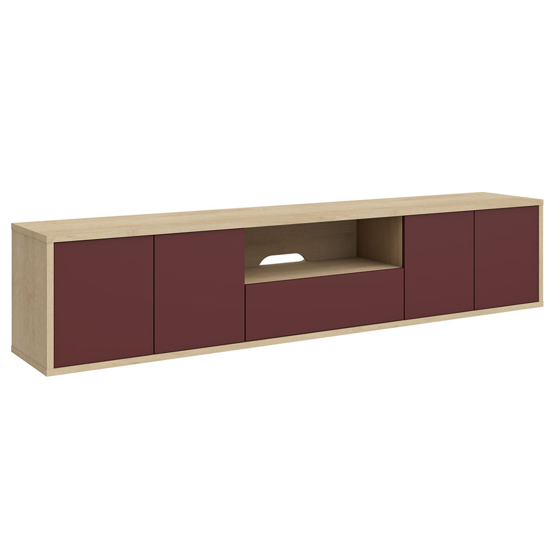 Подвесная тумба с нишей Илма-3 (дуб Ривьера/Руби Ред)