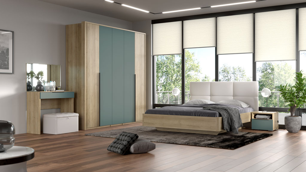 Спальня Соло (дуб Ривьера/Форест Грин)