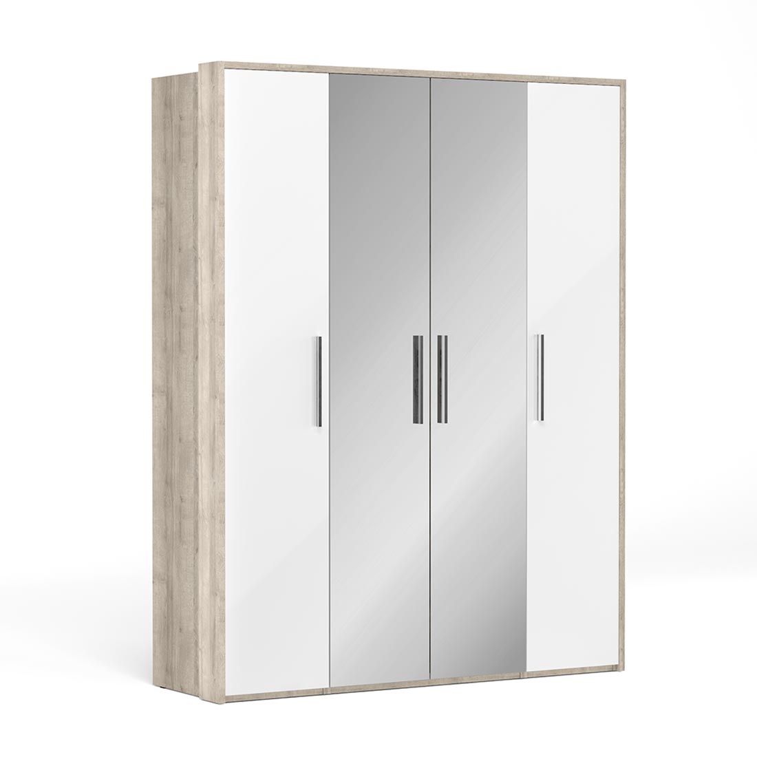 Шкаф с зеркалами Napoli (Крафт серый/белый/зеркало)