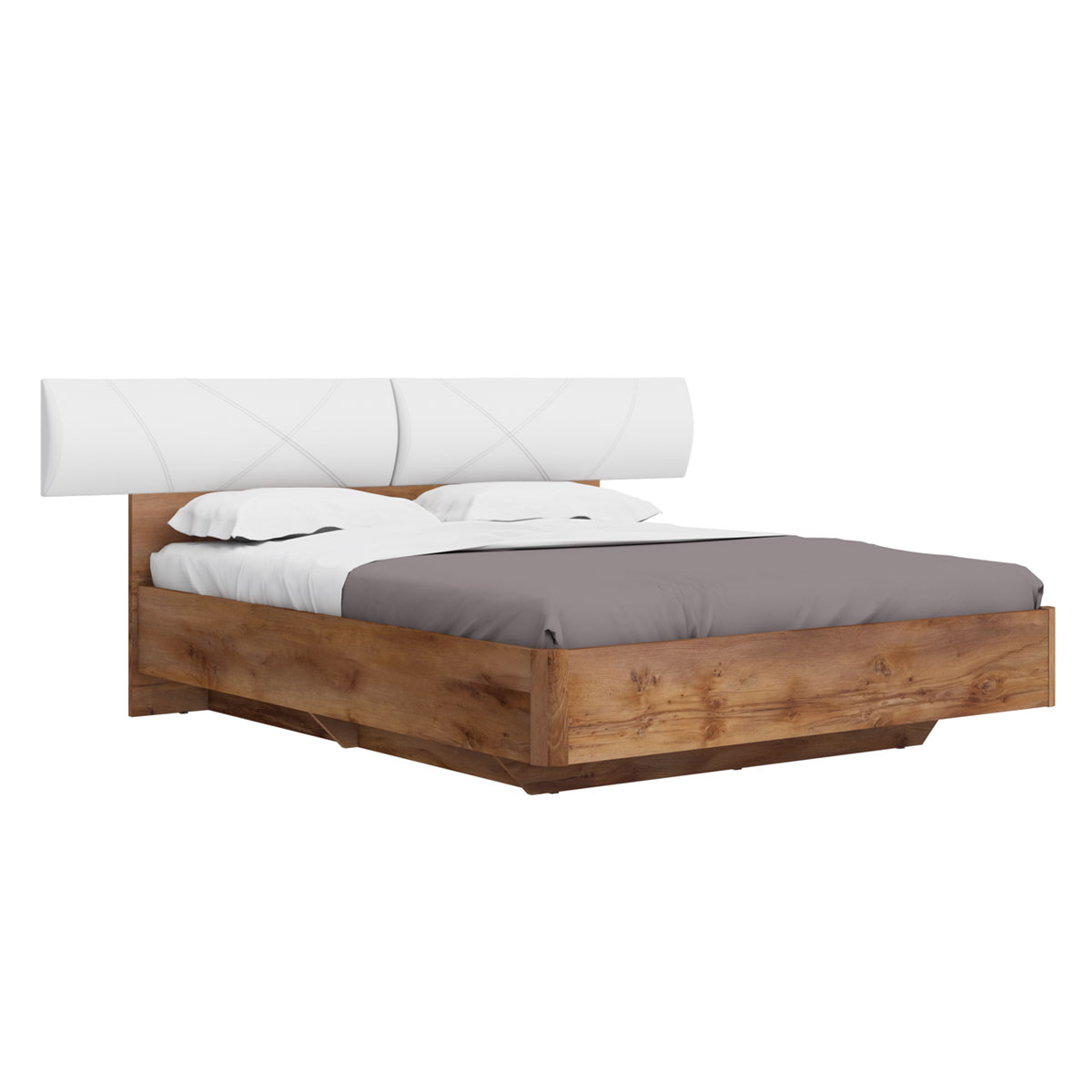 Кровать 160х200 с ящиком для белья Solo (таксония/экокожа белая)