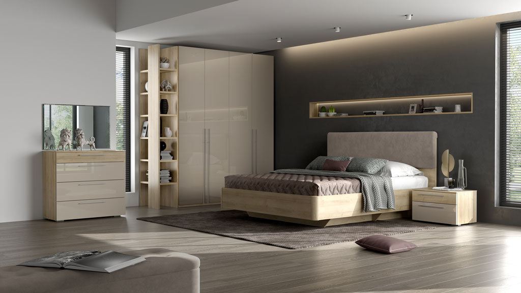 Спальня Соло (дуб Ривьера/моккачино глянец)