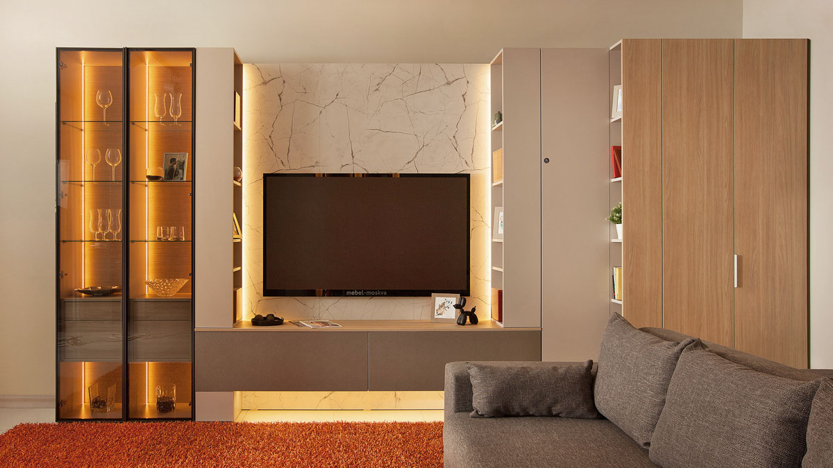 Гостиная Сарино К1 (Кашемир/Иланга/Кристалл белый)