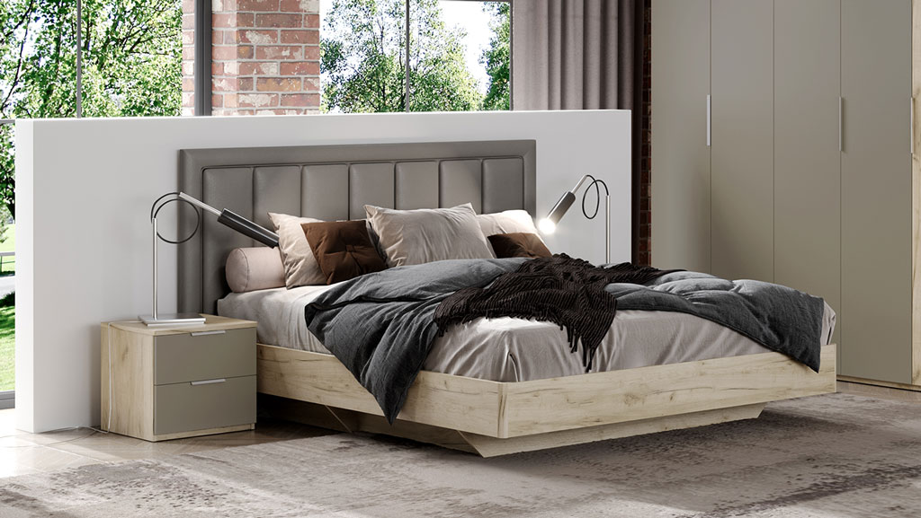 Кровать с тумбами Napoli (Крафт серый/камень Терра)