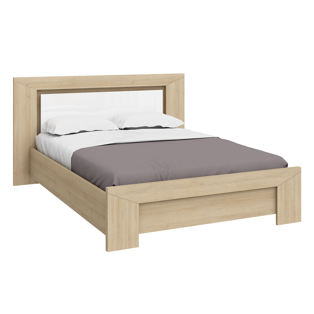 Кровать полуторная 140x200 Блейд (дуб Ривьера/белый глянец)