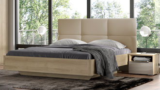 Кровать 160х200 с мягким изголовьем Соло QUATRO (дуб Ривьера/экокожа)