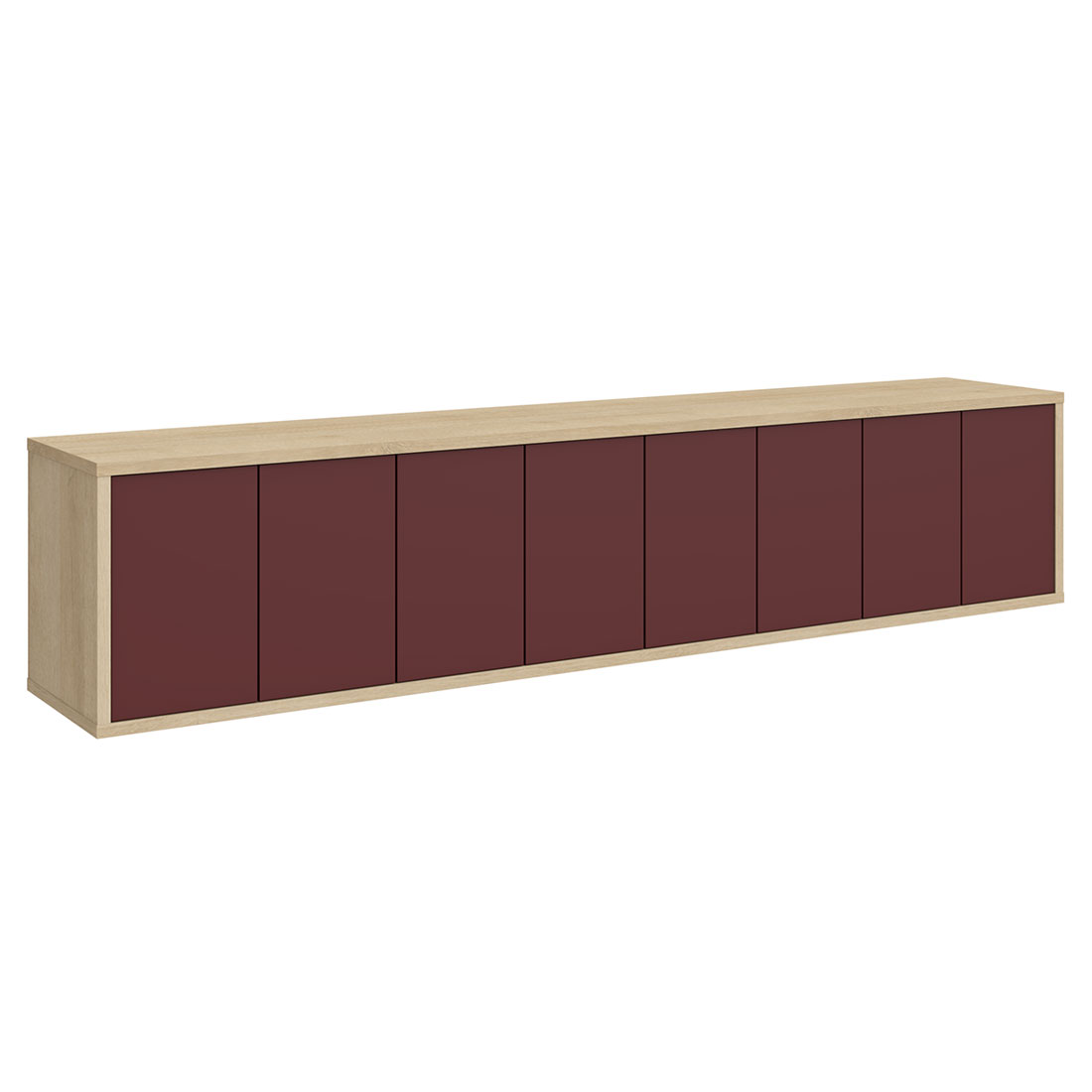 Подвесная тумба 8 дверей Илма-3 (дуб Ривьера/Руби Ред)