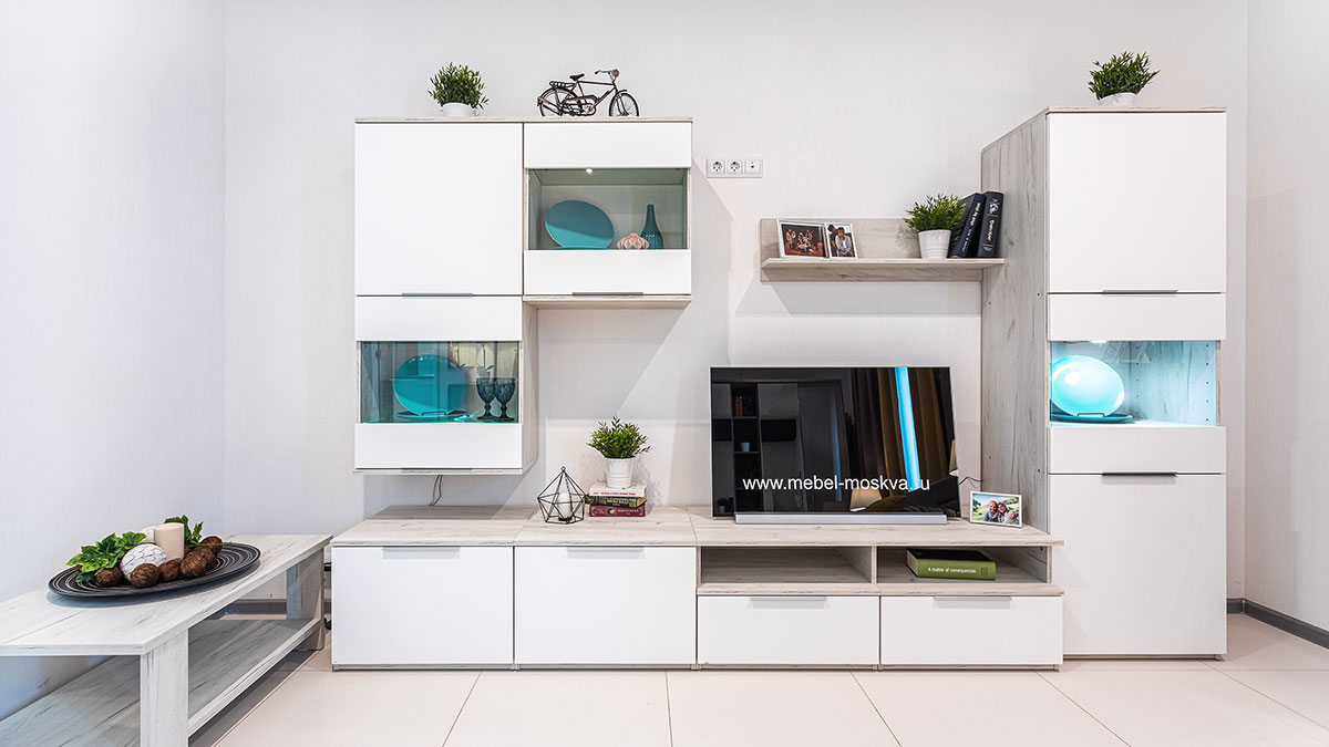 Гостиная Наполи (Крафт белый/белый матовый)
