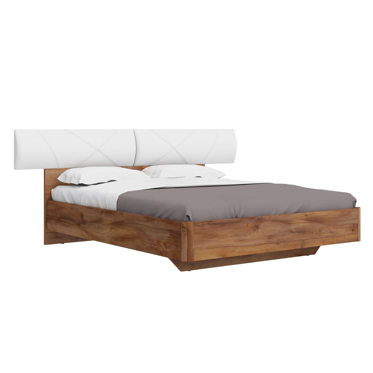 Кровать с мягким изголовьем 160х200 Solo (таксония/экокожа белая)