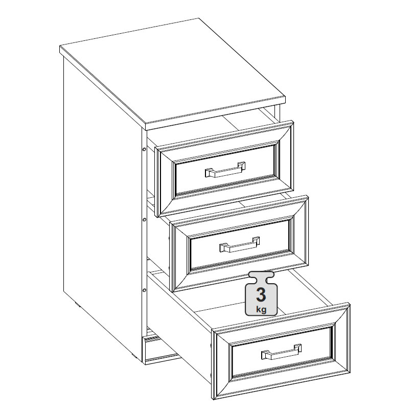Тумба с 3-мя ящиками без топа VERDI (орех Леванте)