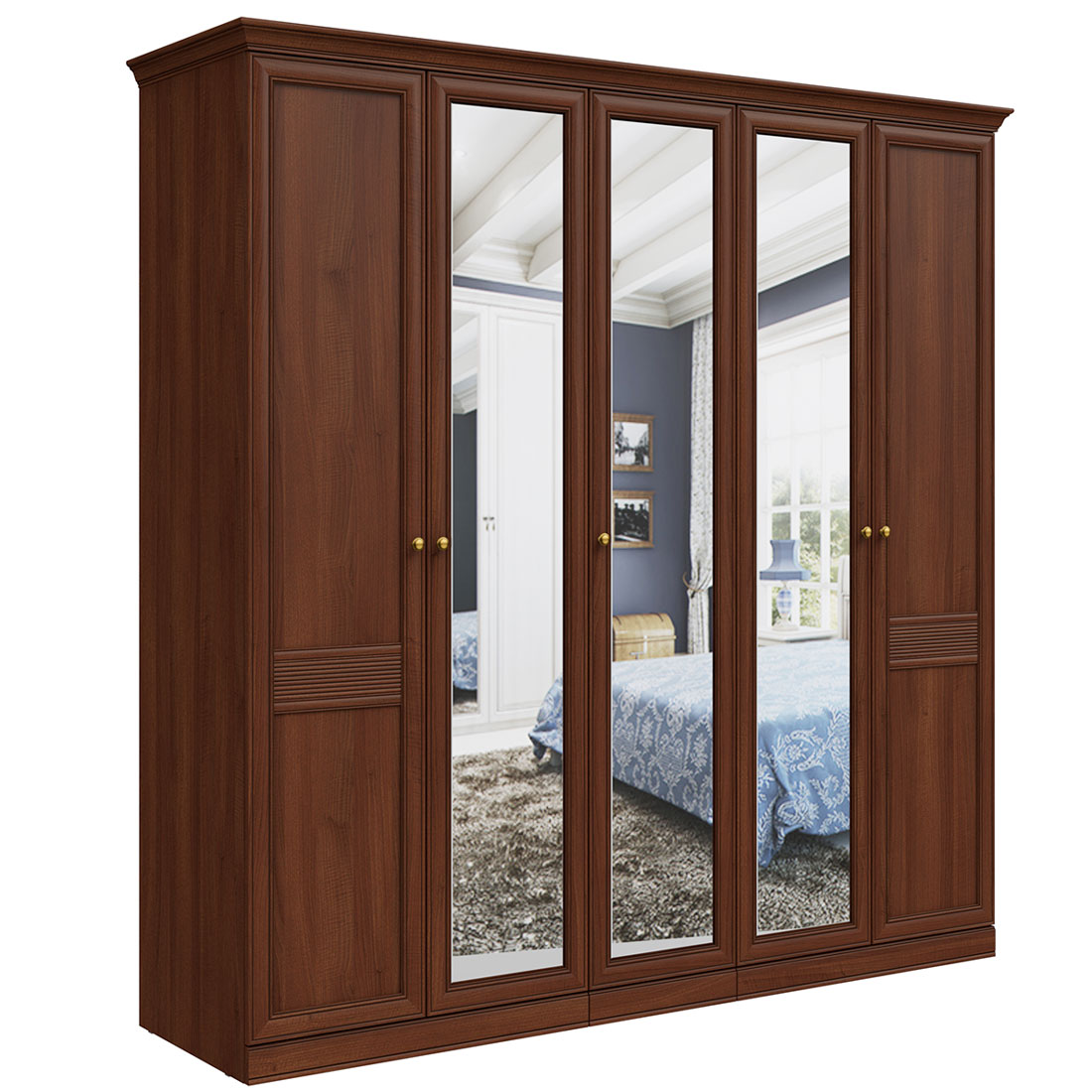 Шкаф распашной 5 дверей Верди (орех Леванте)