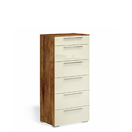 Комод высокий 6 ящиков Solo (таксония/глянец крем)