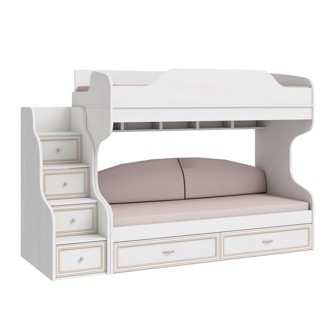 Кровать двухъярусная с лестницей 90х200 VERDI (дуб Белуна)