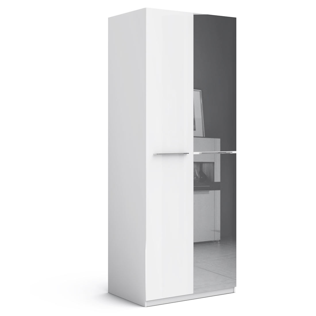 Распашной шкаф Solo (белый матовый/глянец/зеркало)