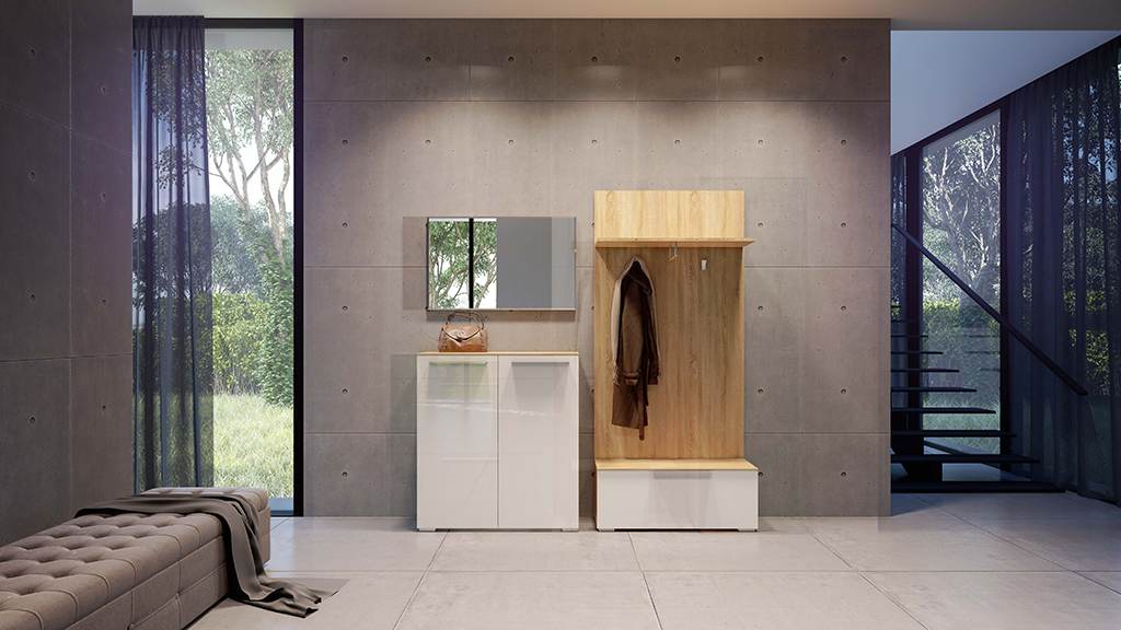 Прихожая Solo Композиция 2 (дуб Ривьера/белый глянец)