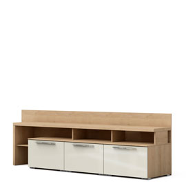 Тумба под телевизор с тремя ящиками Solo (дуб Ривьера/крем) левая