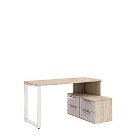 Письменный стол с тумбой 140 Napoli (Крафт серый/бэйлиз глянец)