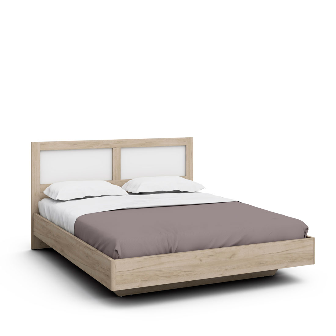 Кровать Napoli-3 с матрасом (Крафт серый/белый матовый)