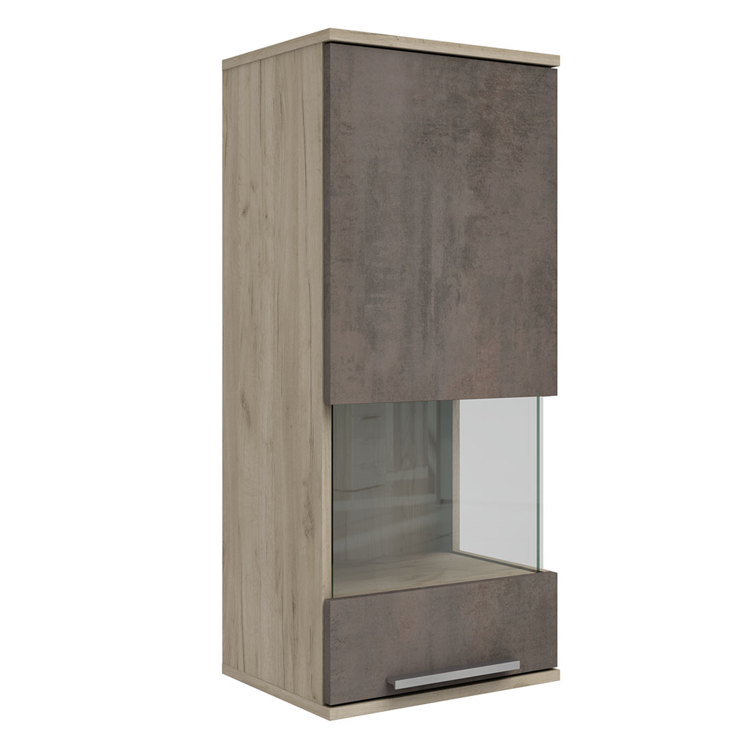 Навесной шкаф-витрина Napoli (дуб Крафт серый/бетон Dark) правый