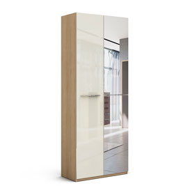 Шкаф двухдверный узкий Solo (дуб Ривьера/крем)