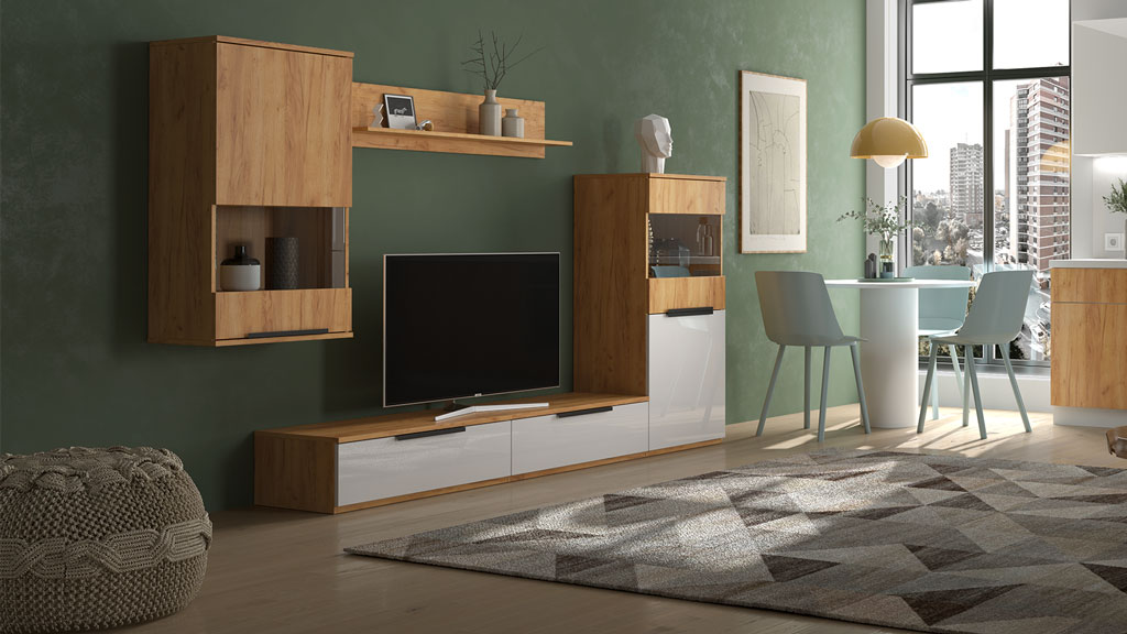 Гостиная Napoli (Крафт золотой/белый глянец)