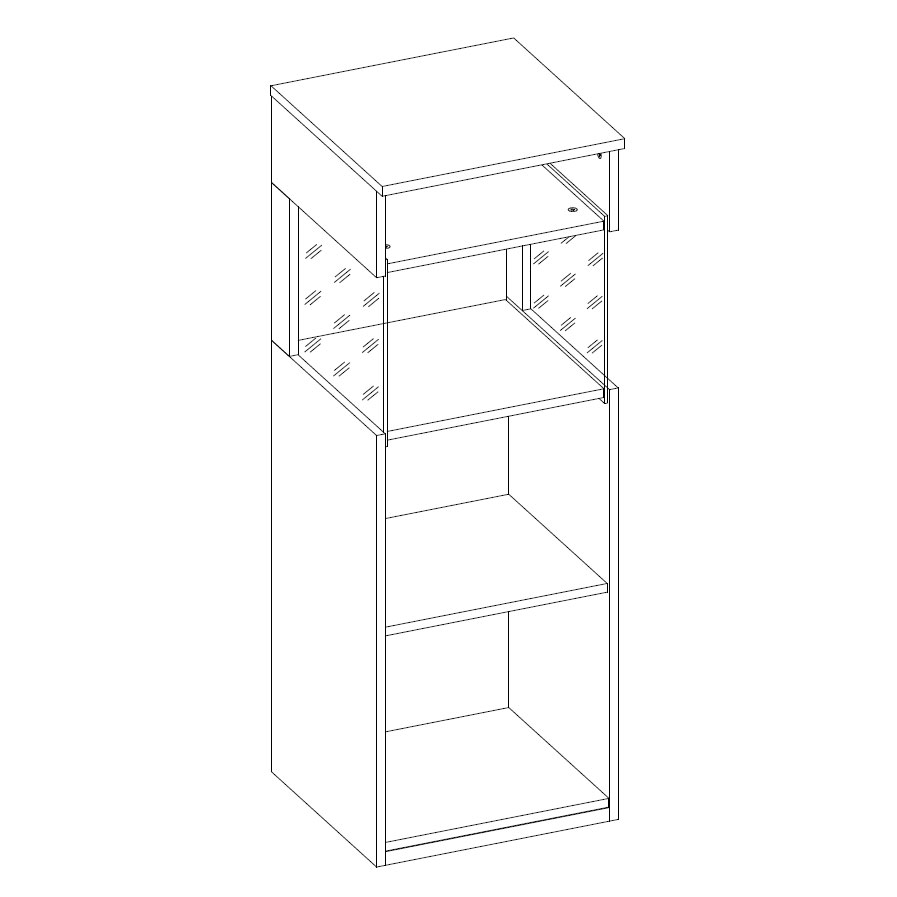 Низкий шкаф-витрина Napoli (дуб Крафт белый/бэйлиз глянец)