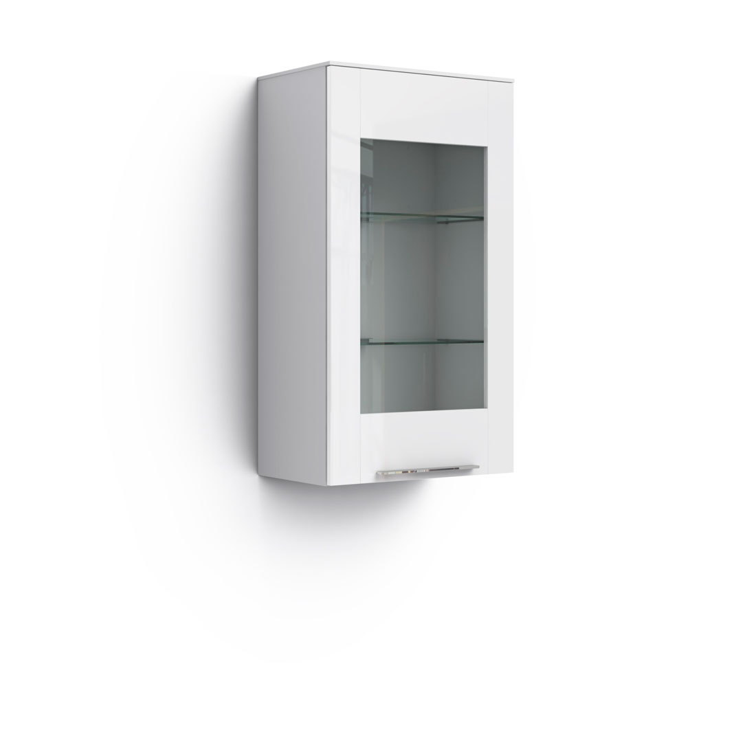 Навесной шкаф-витрина Solo (белый/белый глянец)