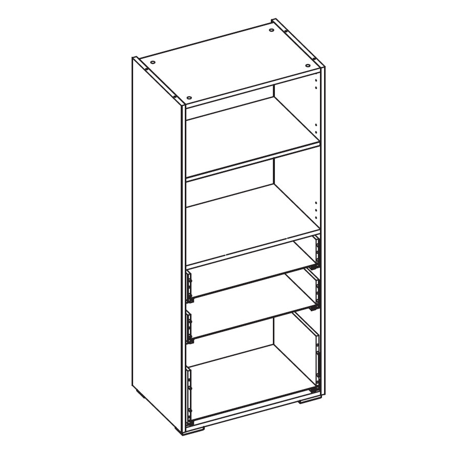 Шкаф-витрина с ящиками Solo (белый/белый глянец) правый