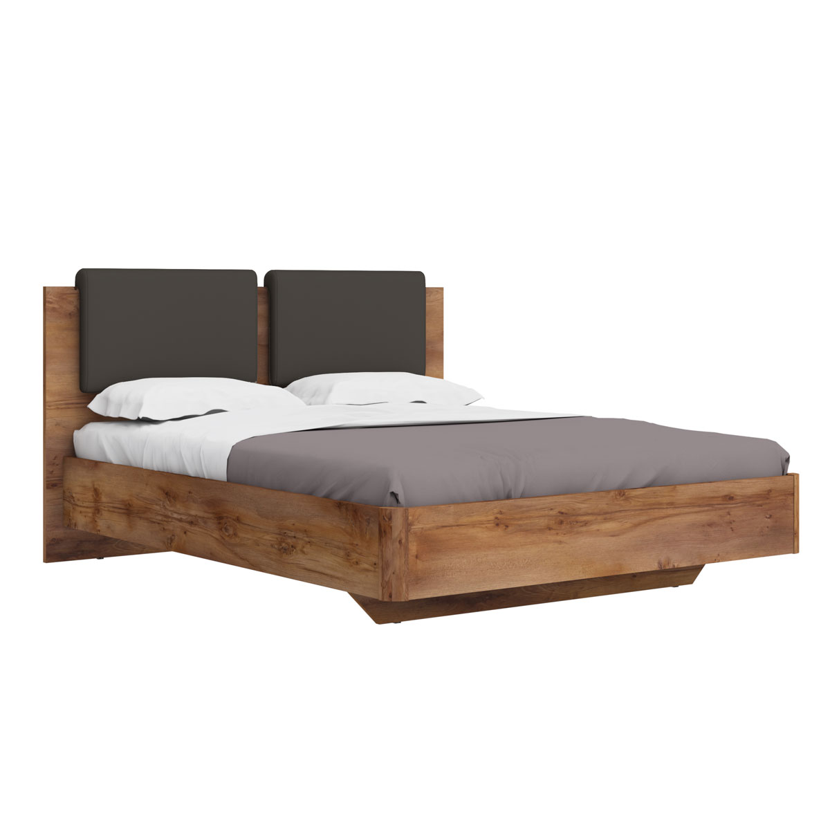 Кровать 160х200 с мягким изголовьем Solo (таксония/экокожа коричневая)