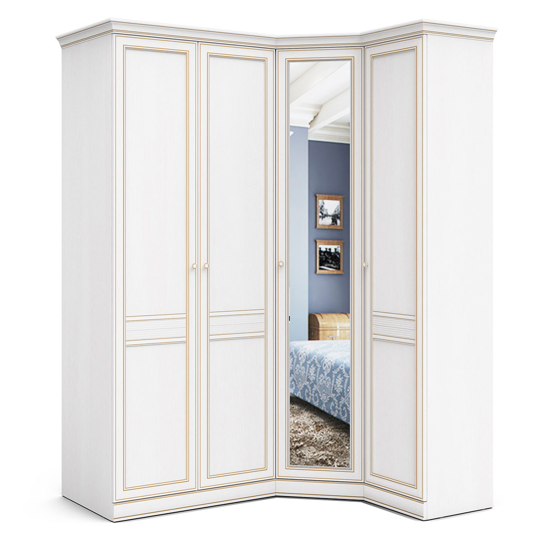 Угловой шкаф 4 двери Верди (дуб Белуна)