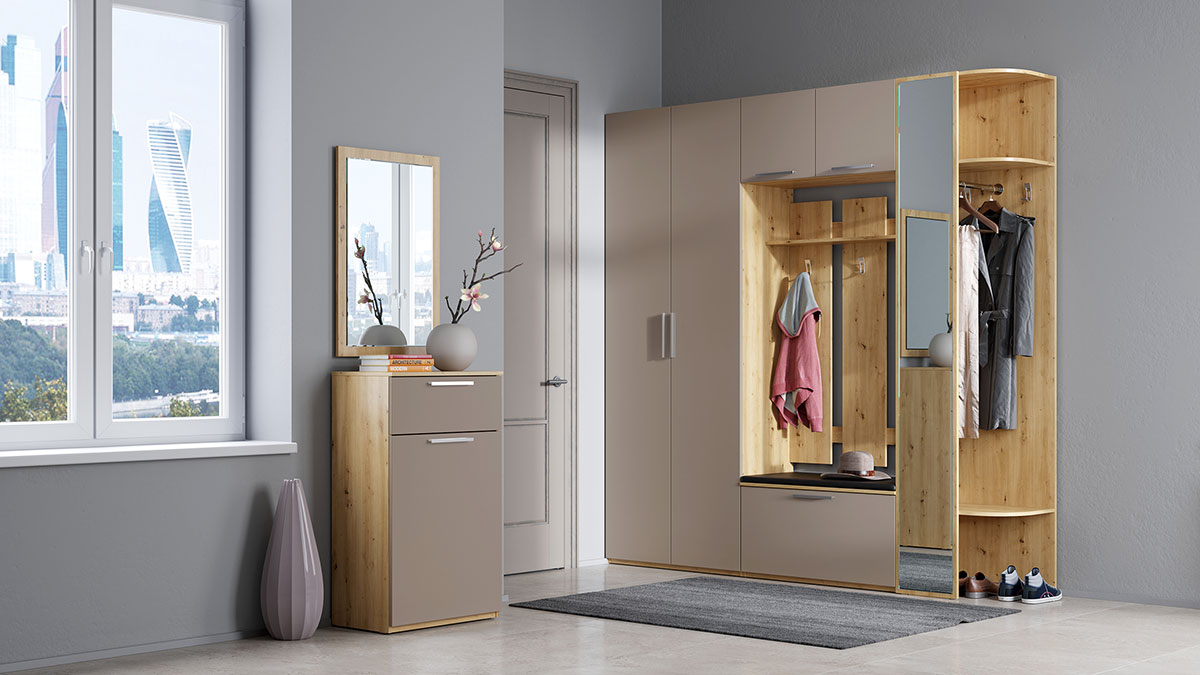 Прихожая Наполи (Дуб золотой/мокко матовый)