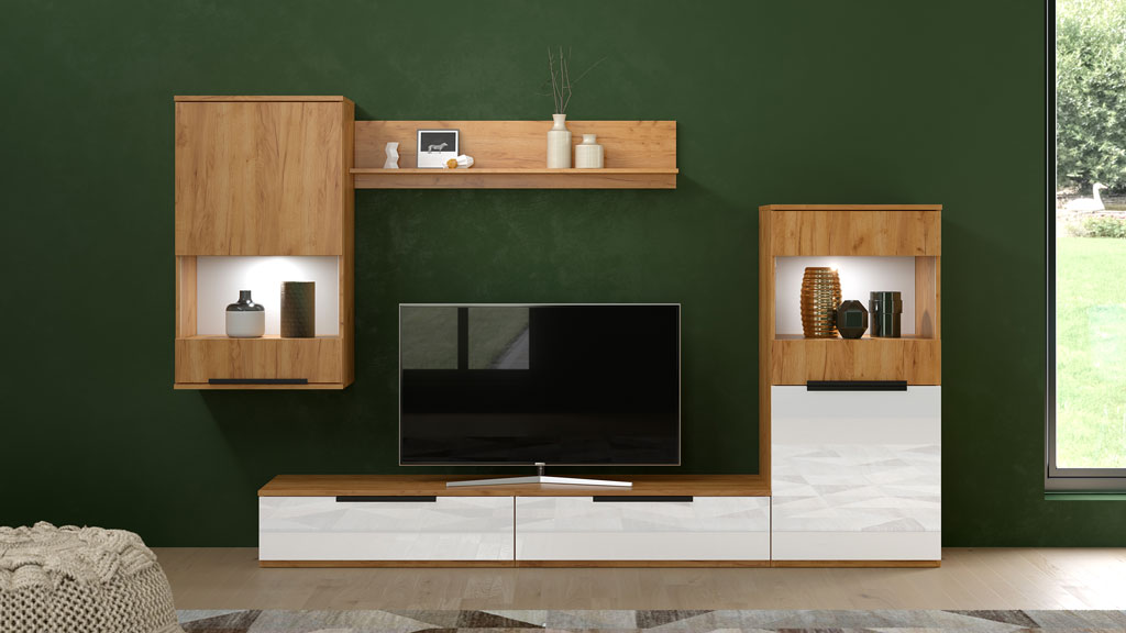 Гостиная Napoli (Крафт золотой/белый глянец)