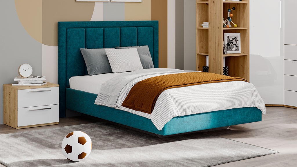 Кровать с тумбой Наполи (Дуб золотой/белый глянец)