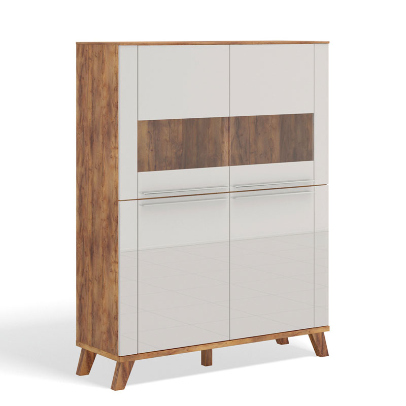 Витрина двухдверная  Solo 120 на опорах (Таксония/Моккачино)