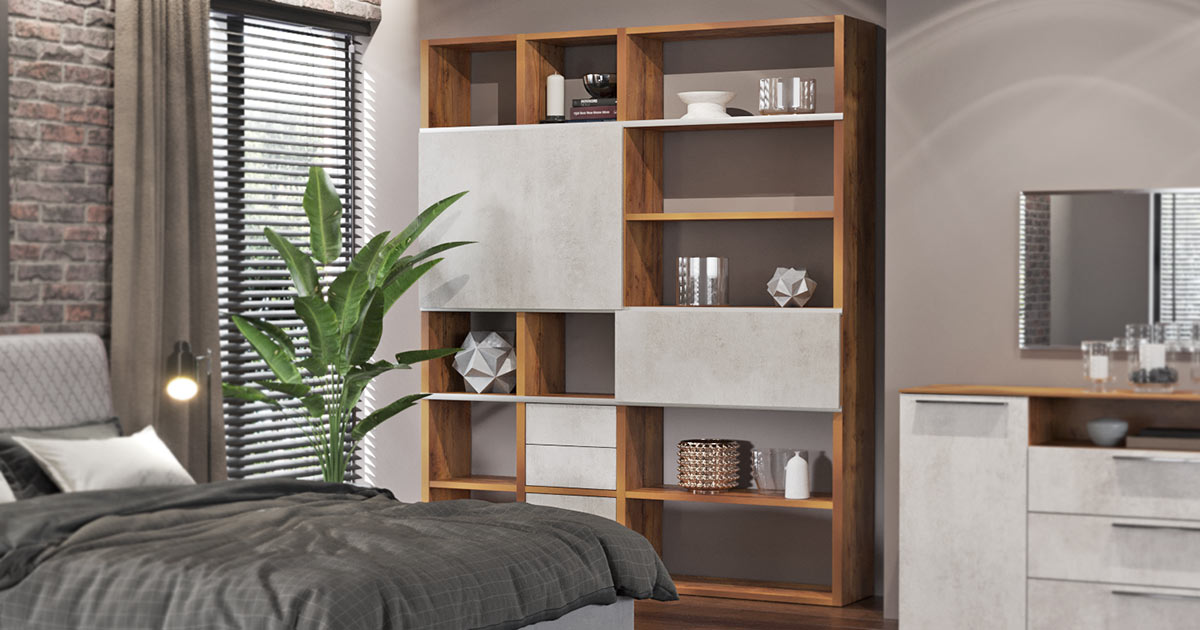 Стеллаж Solo (тис Таксония/бетон Grey)