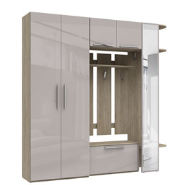 Прихожая Наполи (дуб Крафт серый/моккачино глянец)