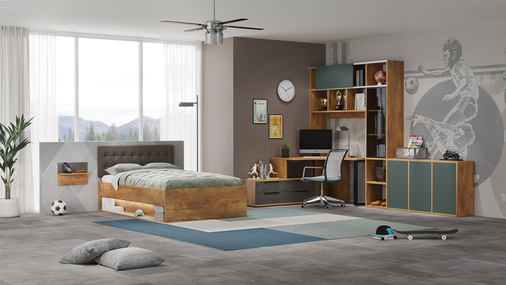 Молодежная мебель Соло (тис Таксония/Форест Грин)