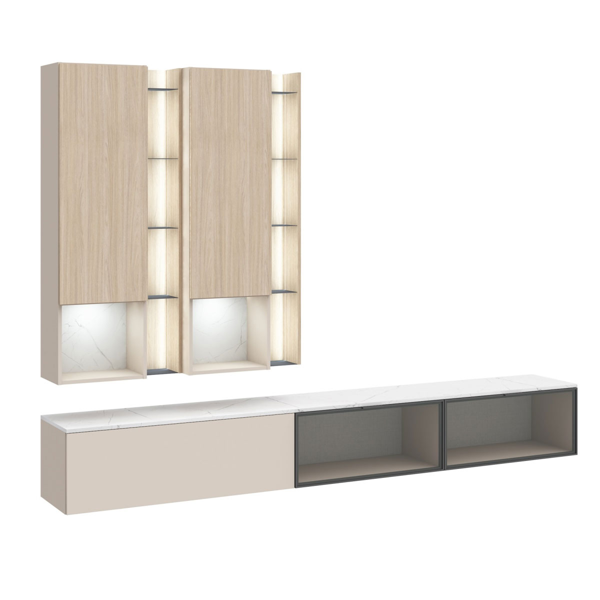 Гостиная Сарино К4.02 (Кашемир/Иланга/Кристалл Белый)