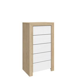 Высокий комод с ящиками Blade (дуб Ривьера/белый глянец)
