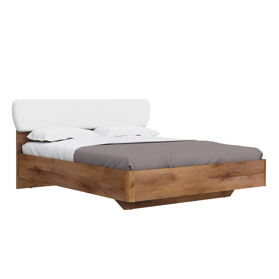 Двуспальная кровать 160х200 Solo (таксония/экокожа белая)