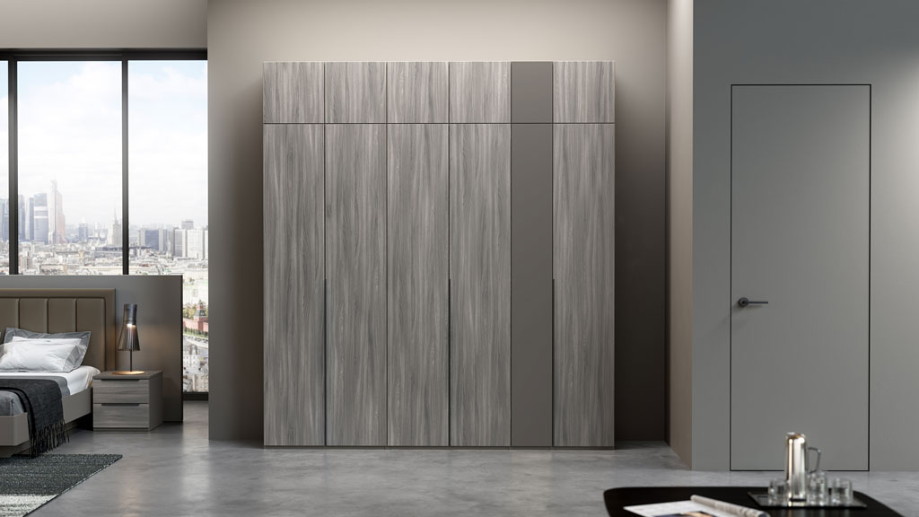 Шкаф с антресолью Наполи (Камень Терра/Фумо)