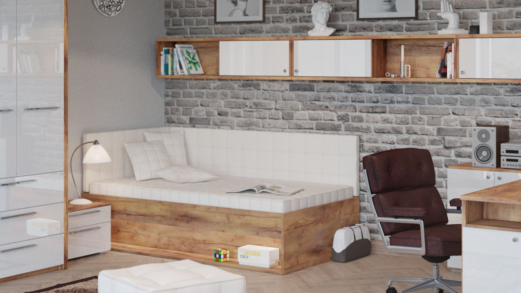 Кровать с тумбой Соло (тис Таксония)