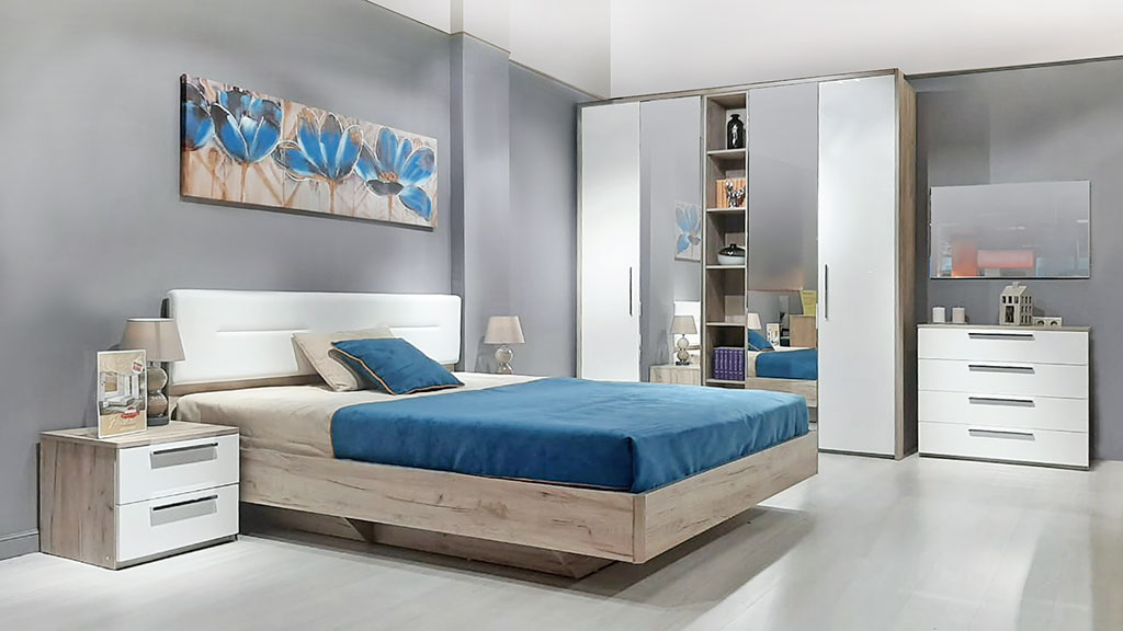 Спальня Napoli (Крафт серый/белый глянец)