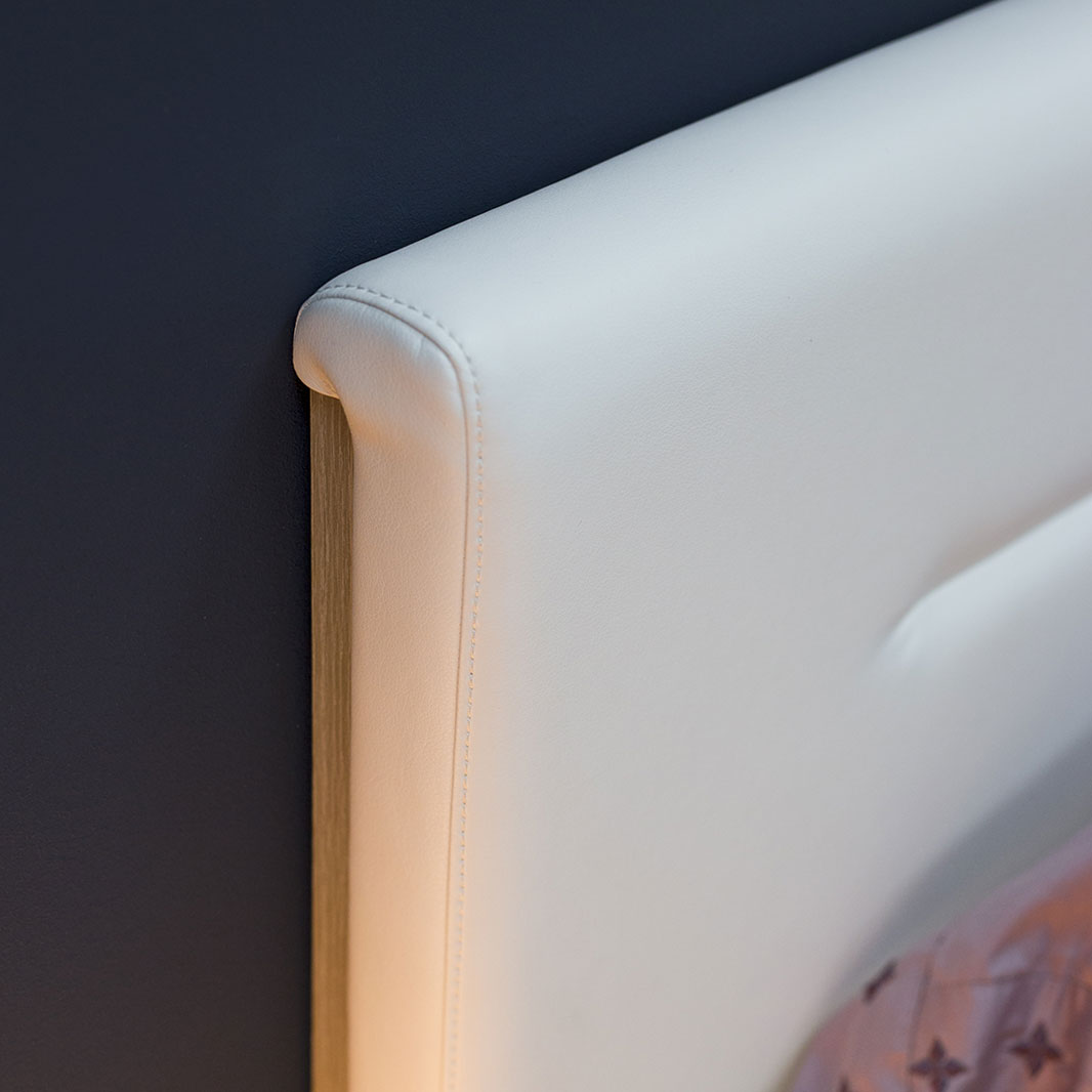 Кровать с тумбой Наполи (дуб Крафт серый/белый матовый)