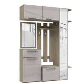 Прихожая Наполи (дуб Крафт серый/моккачино глянец)