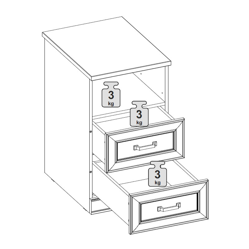 Тумба с 2-мя ящиками без топа VERDI (орех Леванте)