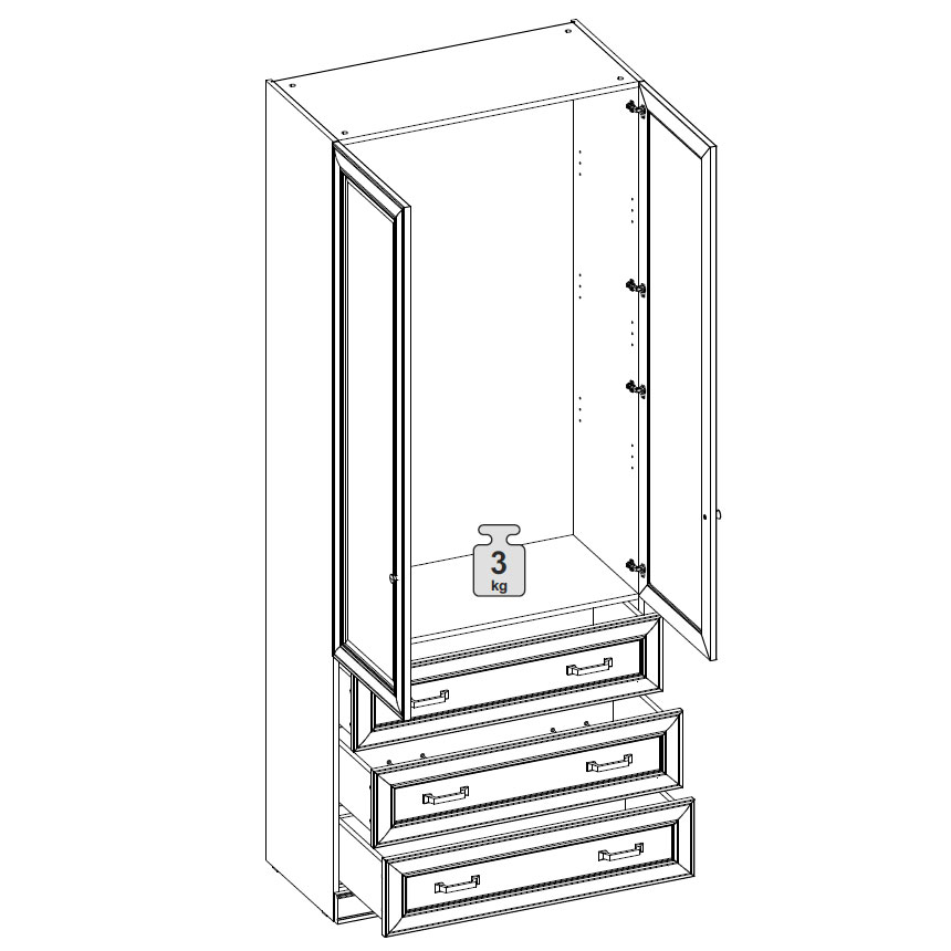 Шкаф для белья с ящиками Верди (орех Леванте)