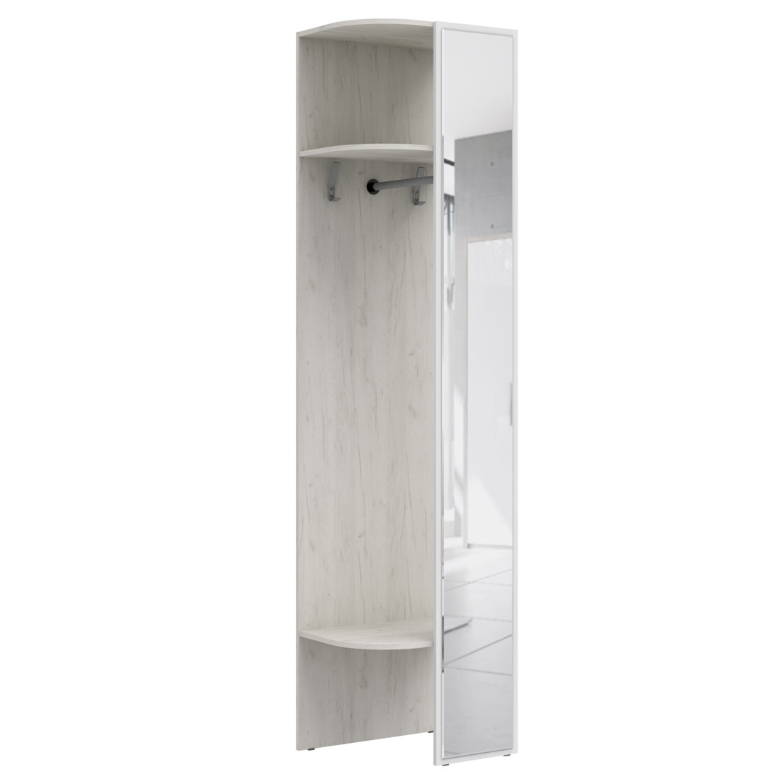 Вешалка с зеркалом Наполи (дуб Крафт белый) левая