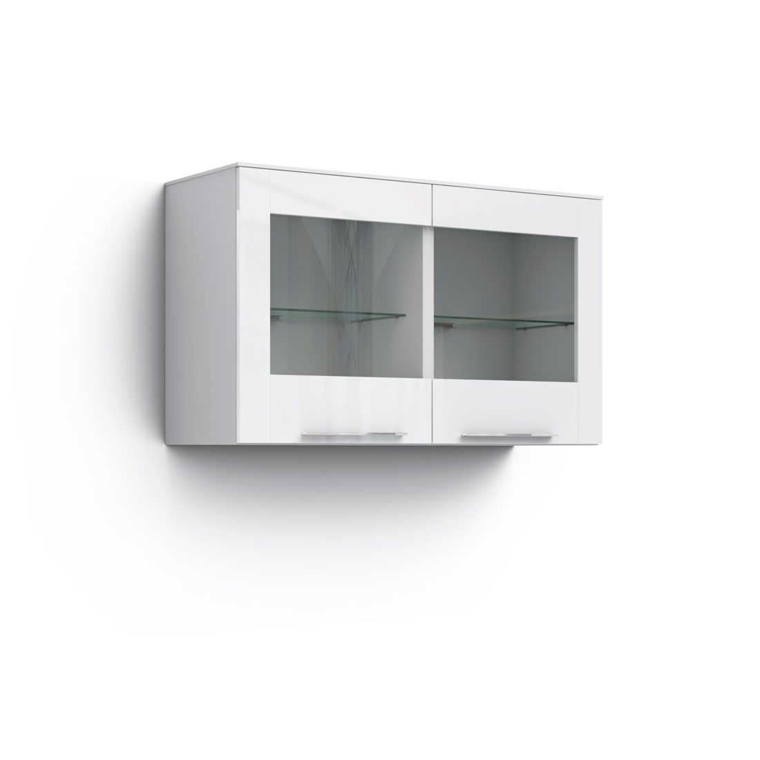Шкаф-витрина навесной Solo (белый/белый глянец)