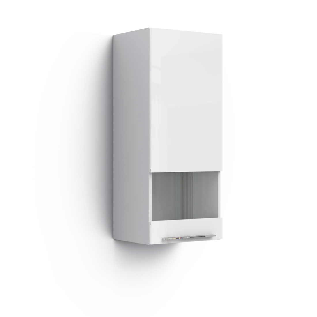 Навесной шкаф в гостиную Solo (белый/белый глянец) левый