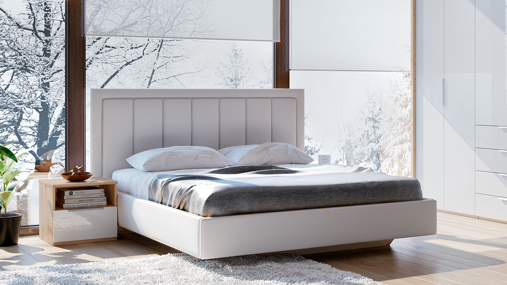 Кровать с тумбой Наполи (Дуб золотой/белый глянец)